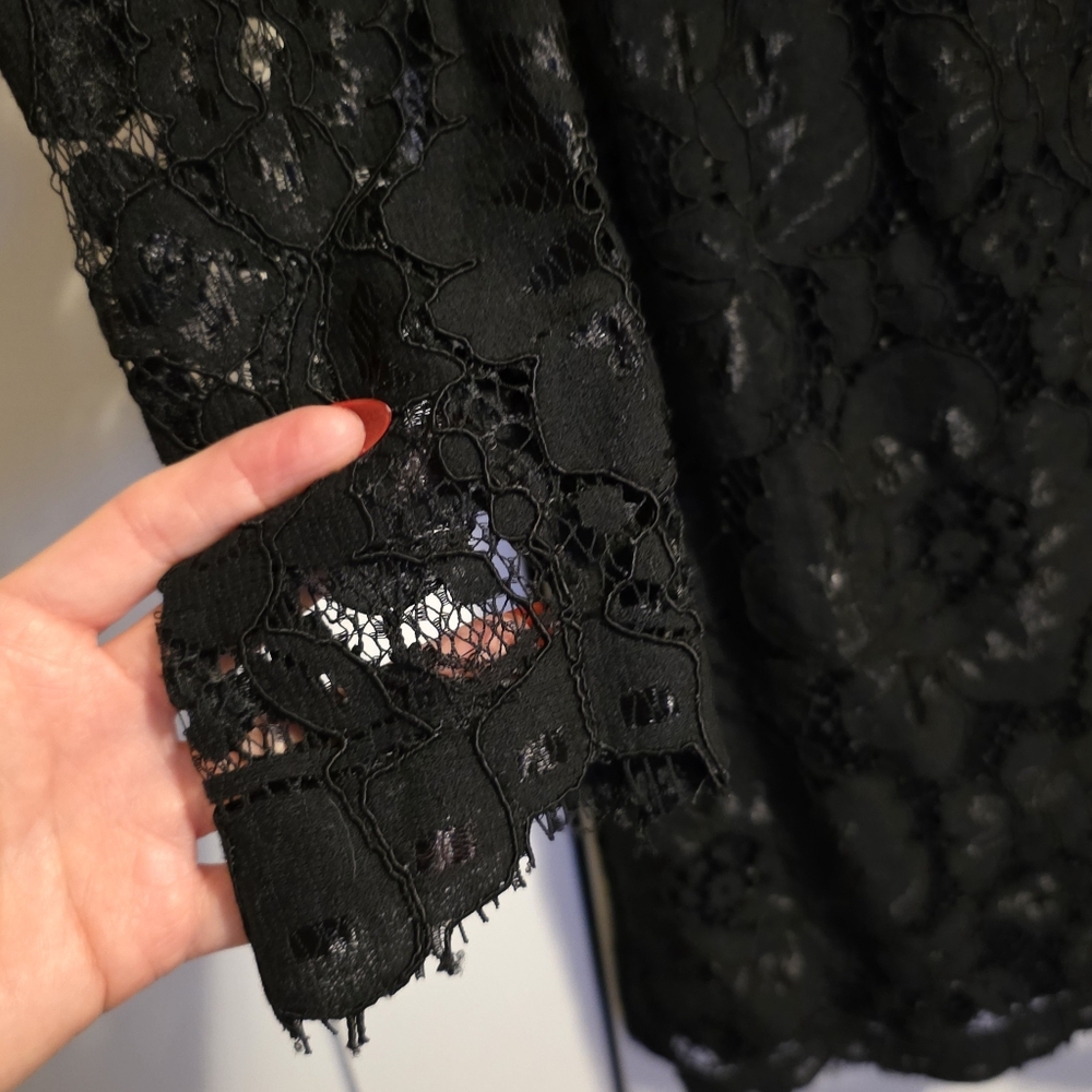 Betsy Johnson Black Lace Dress Long Sleeve Witchy Goth Size 4 - Picture 3 of 9